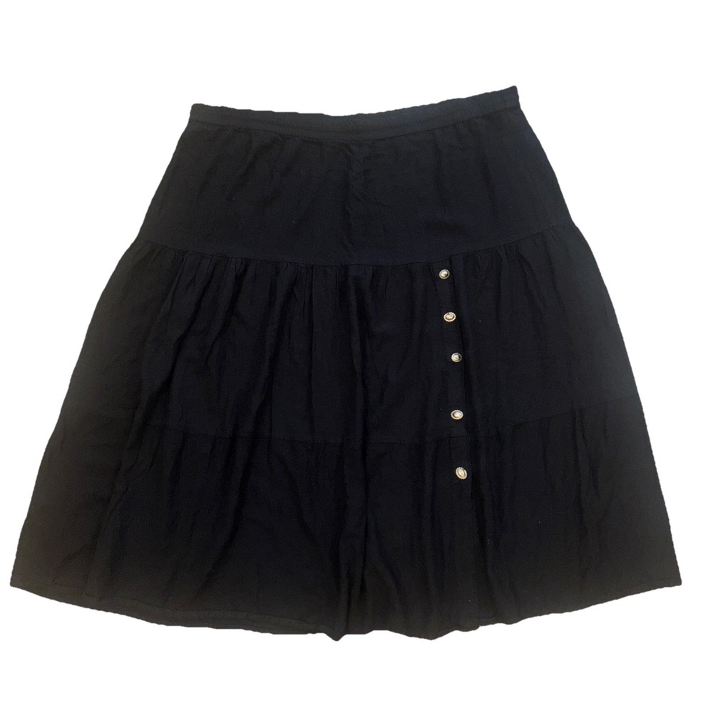 Plus Size 2XL Women's Pleated Flowy Ruffles 46" Waist Black Western Country Silv